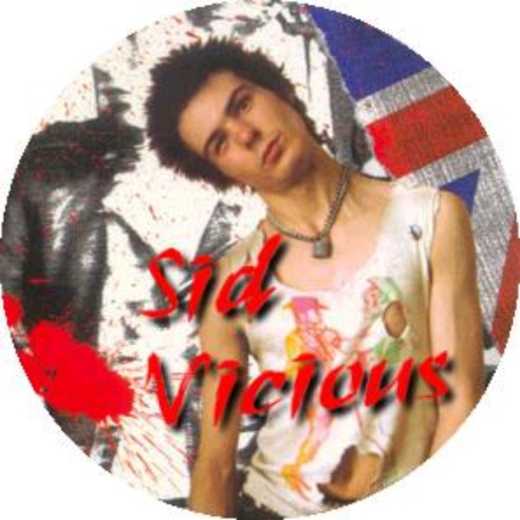 Vicious, Sid Vicious Motiv 2 Anstecker mit Sicherheitsnadel Ø 25mm