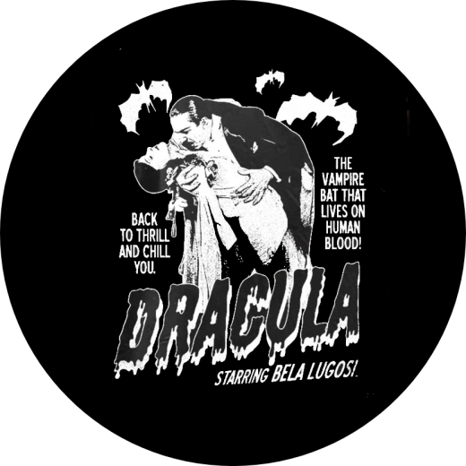 Dracula Motiv 1 Bela Lugosi Anstecker mit Sicherheitsnadel Ø 25mm