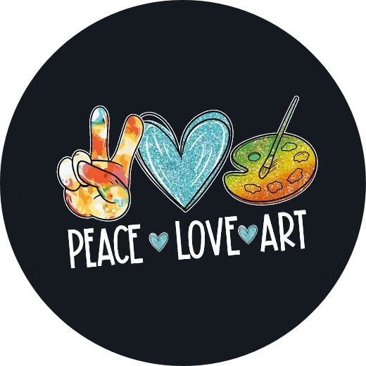 Peace Love Art Motiv 1 Anstecker mit Sicherheitsnadel Ø 25mm