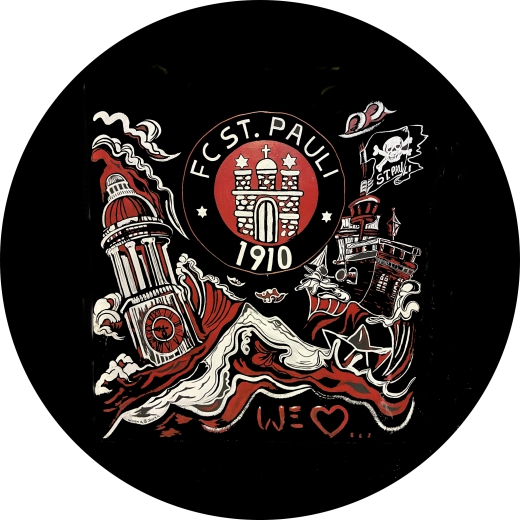 We Love FC St. Pauli Anstecker mit Sicherheitsnadel Ø 25mm