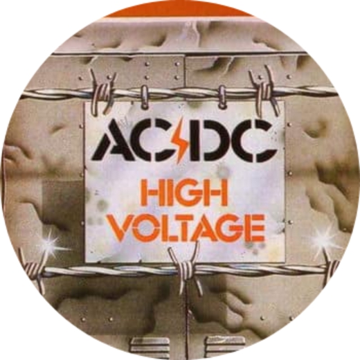 AC/DC Motiv 1 Anstecker mit Sicherheitsnadel Ø 25 mm