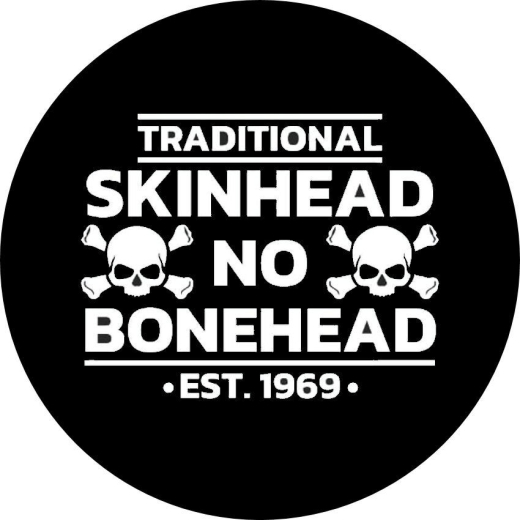 Traditional Skinhead No Bonehead Est. 1969 Motiv 1 Anstecker mit Sicherheitsnadel Ø 25mm