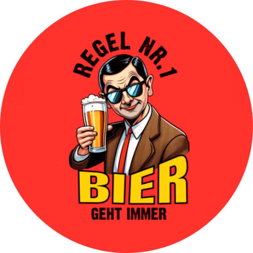 Bier Motiv 2 Mr. Bean Anstecker mit Sicherheitsnadel Ø 25 mm