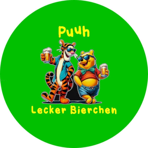 Bier Motiv 4 Winnie Puuh Anstecker mit Sicherheitsnadel Ø 25 mm