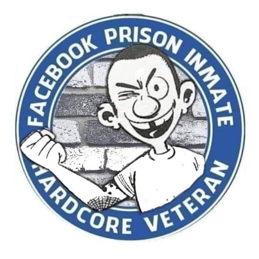 Facebook Prison Inmate Hardcore Veteran Motiv 1 Anstecker mit Sicherheitsnadel Ø 25 mm