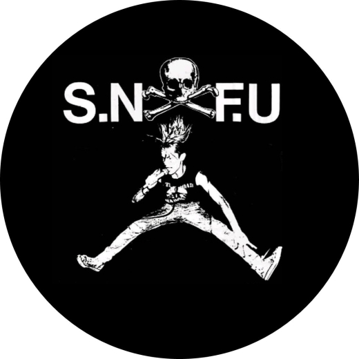 SNFU Motiv 3 Anstecker mit Sicherheitsnadel Ø 25mm