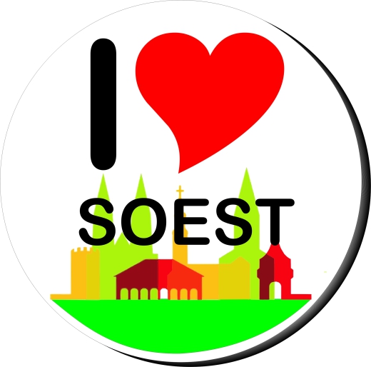 I Love Soest Motiv 1 Anstecker mit Sicherheitsnadel Ø 25 mm