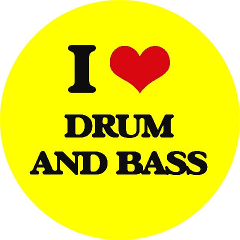 I Love Drum And Bass Motiv 2 Anstecker mit Sicherheitsnadel Ø 25 mm