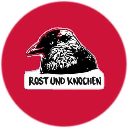 Rost und Knochen Motiv 1 Anstecker mit Sicherheitsnadel Ø 25 mm