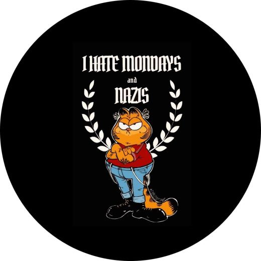 I Hate Mondays And Nazis Garfield Motiv 1 Anstecker mit Sicherheitsnadel Ø 25 mm