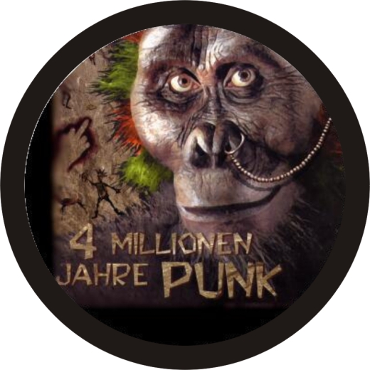 4 Millionen Jahre Punk Motiv 1 Anstecker mit Sicherheitsnadel Ø 25 mm