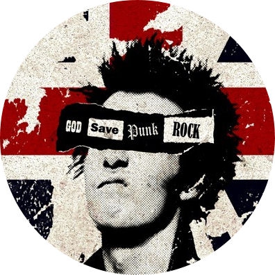 God Save Punk Rock Motiv 1 Anstecker mit Sicherheitsnadel Ø 25 mm