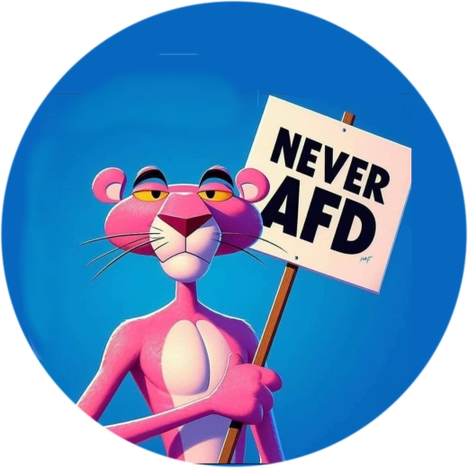 Pink Panther Never AfD Motiv 1 Anstecker mit Sicherheitsnadel Ø 25 mm