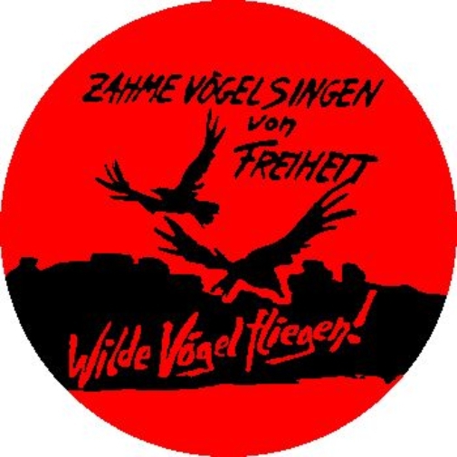 Zahme Vögel singen von Freiheit. Wilde Vögel fliegen! Anstecker mit Sicherheitsnadel Ø 25mm