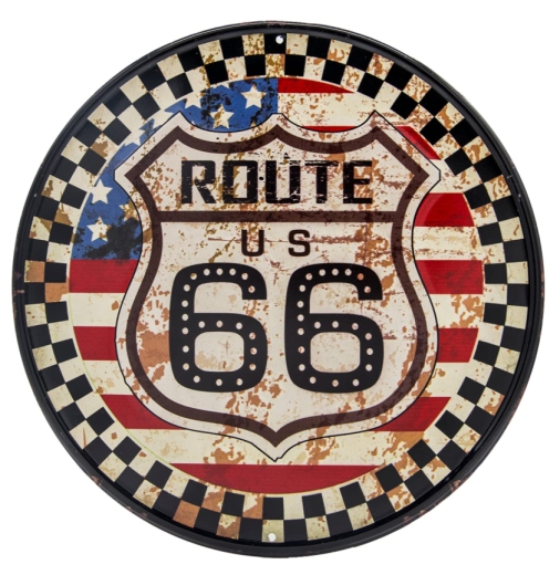 Route 66 Motiv 1 Vintage Anstecker mit Sicherheitsnadel Ø 25mm