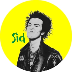 Vicious, Sid Vicious Motiv 4 Anstecker mit Sicherheitsnadel Ø 25mm