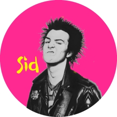 Vicious, Sid Vicious Motiv 5 Anstecker mit Sicherheitsnadel Ø 25mm