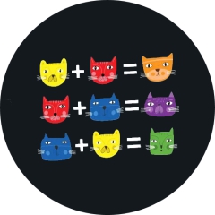 Farbenlehre Katze Colours Cat Motiv 1 Anstecker mit Sicherheitsnadel Ø 25mm