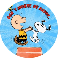 Peanuts Motiv 6 Don´t Worry, Be Happy... Anstecker mit Sicherheitsnadel Ø 25mm