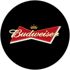 Budweiser Motiv 4 Anstecker mit Sicherheitsnadel Ø 25 mm