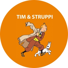 Tim & Struppi Motiv 1 Anstecker mit Sicherheitsnadel Ø 25 mm