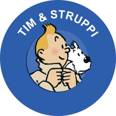 Tim & Struppi Motiv 2 Anstecker mit Sicherheitsnadel Ø 25 mm