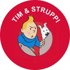 Tim & Struppi Motiv 3 Anstecker mit Sicherheitsnadel Ø 25 mm