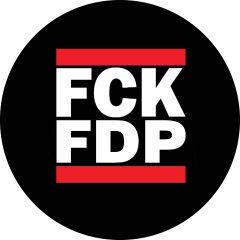 Fuck FDP FCK FDP Motiv 2 Anstecker mit Sicherheitsnadel Ø 25mm