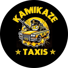 Kamikaze Taxis Motiv 1 Anstecker mit Sicherheitsnadel Ø 25 mm