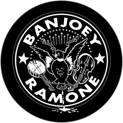 Banjoey Ramone Motiv 1 Anstecker mit Sicherheitsnadel Ø 25 mm