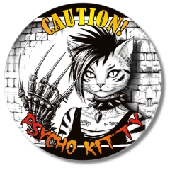 Psycho Kitty Ø25mm Button mit Sicherheitsnadel