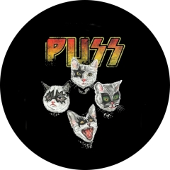 Kiss Parodie Puss Katzen Anstecker mit Sicherheitsnadel Ø 25mm